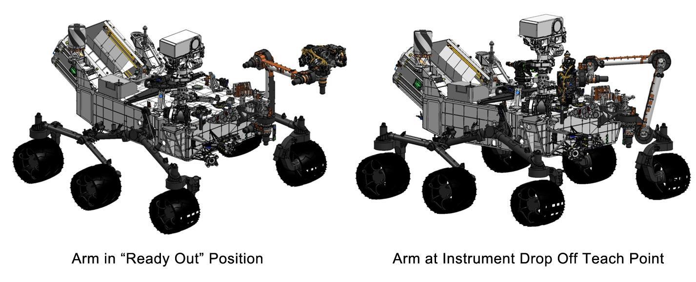 Curiosity's arm in extended positions (Image: NASA/JPL-Caltech)