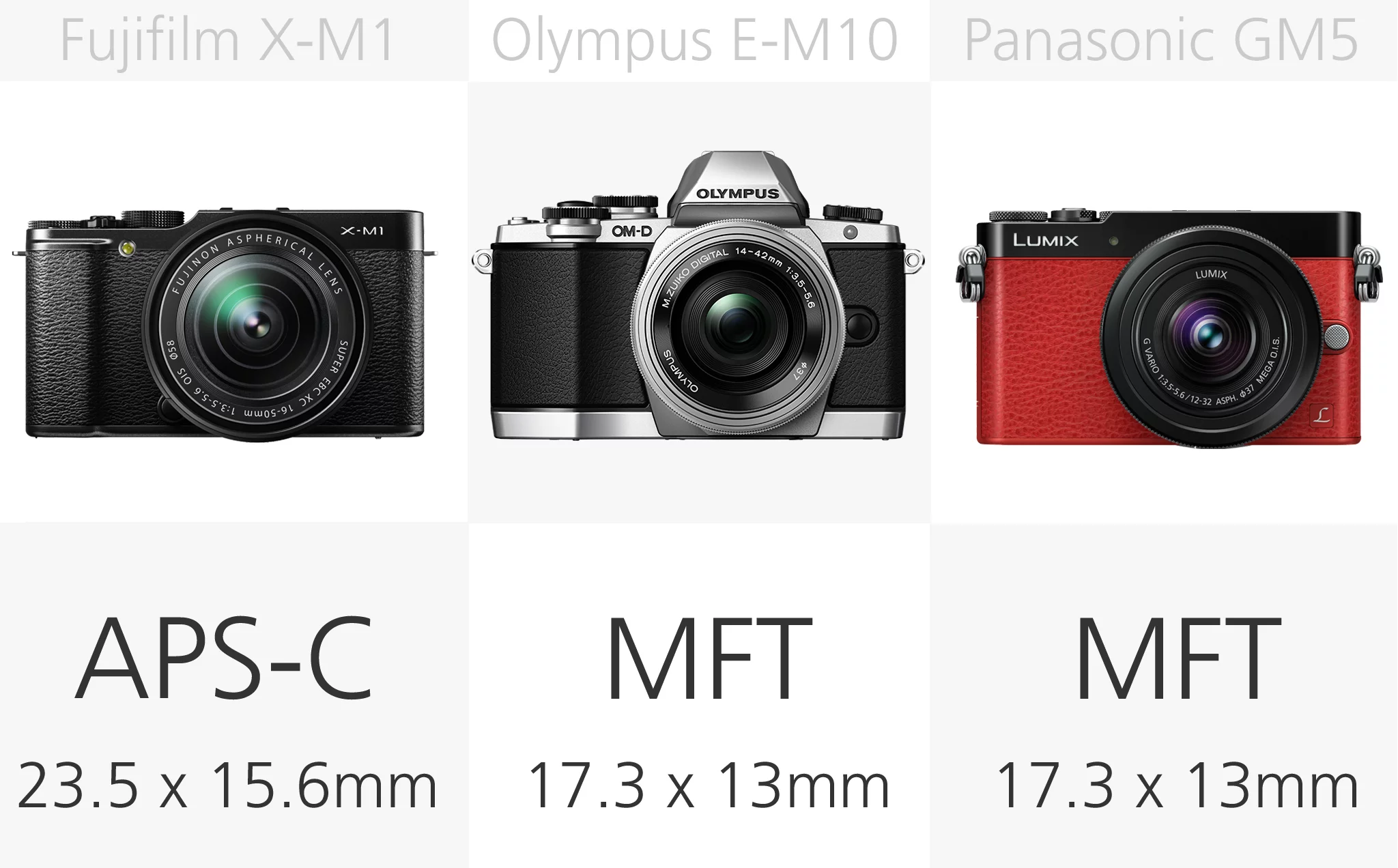 Mirrorless camera sensor size comparison (row 2)