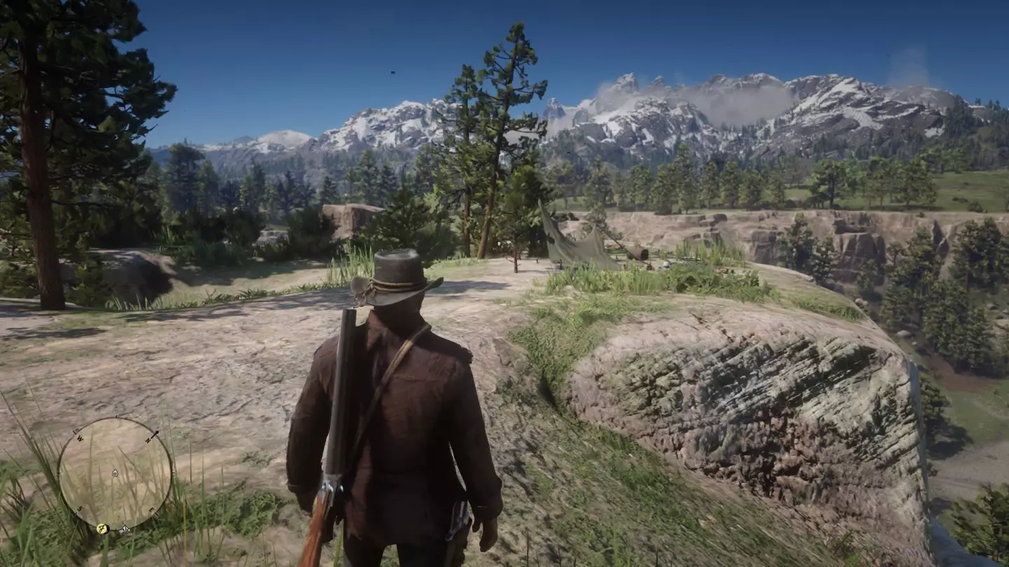 On top of the mountain you'll find where the ground slopes off to the right – head down there