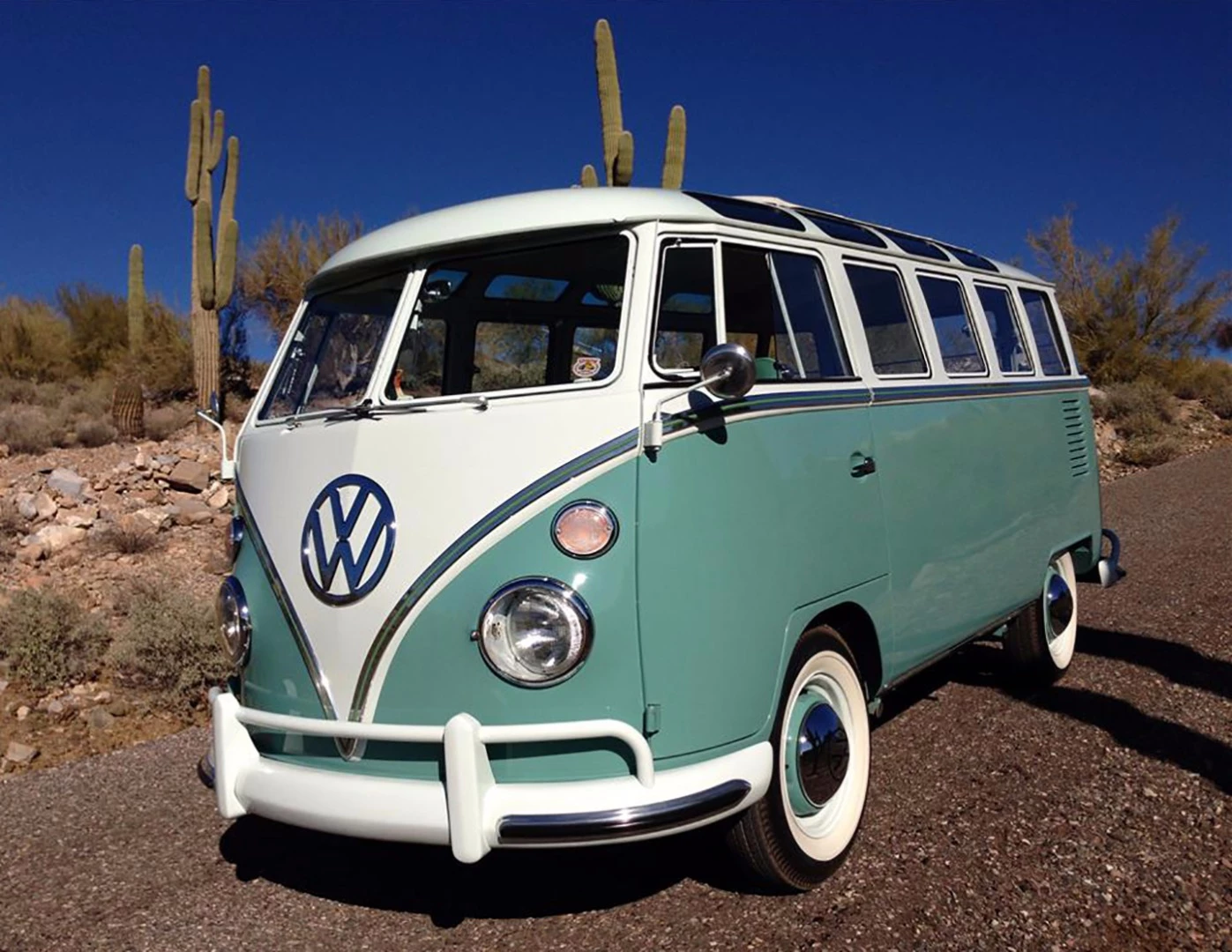 This 1963 Volkswagen 23-window Deluxe Samba fetched $126,500 at a Barrett-Jackson sale in 2013