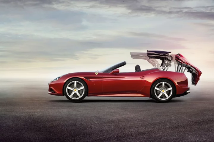 The Ferrari California T flipping its top