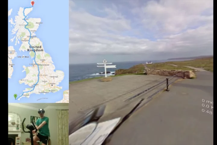 Land's End, the start line of the VR cycling tour