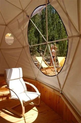 Dome lodgings offer simple comforts as not to disturb from the sky views