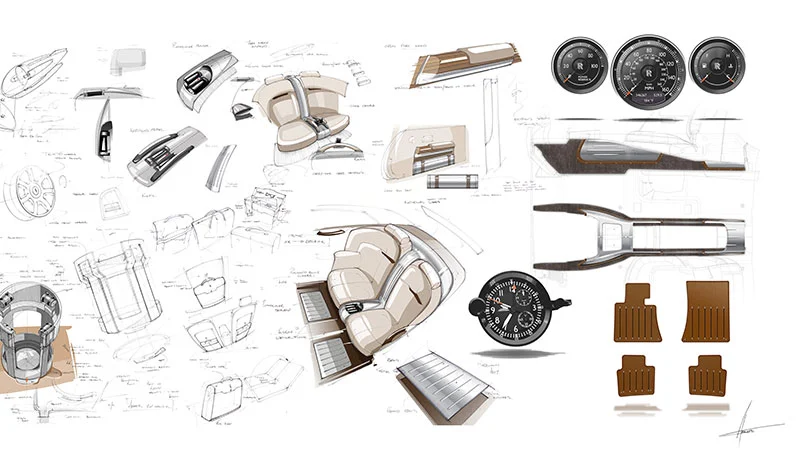 Rolls-Royce Phantom Coupe Aviator design sketch detail