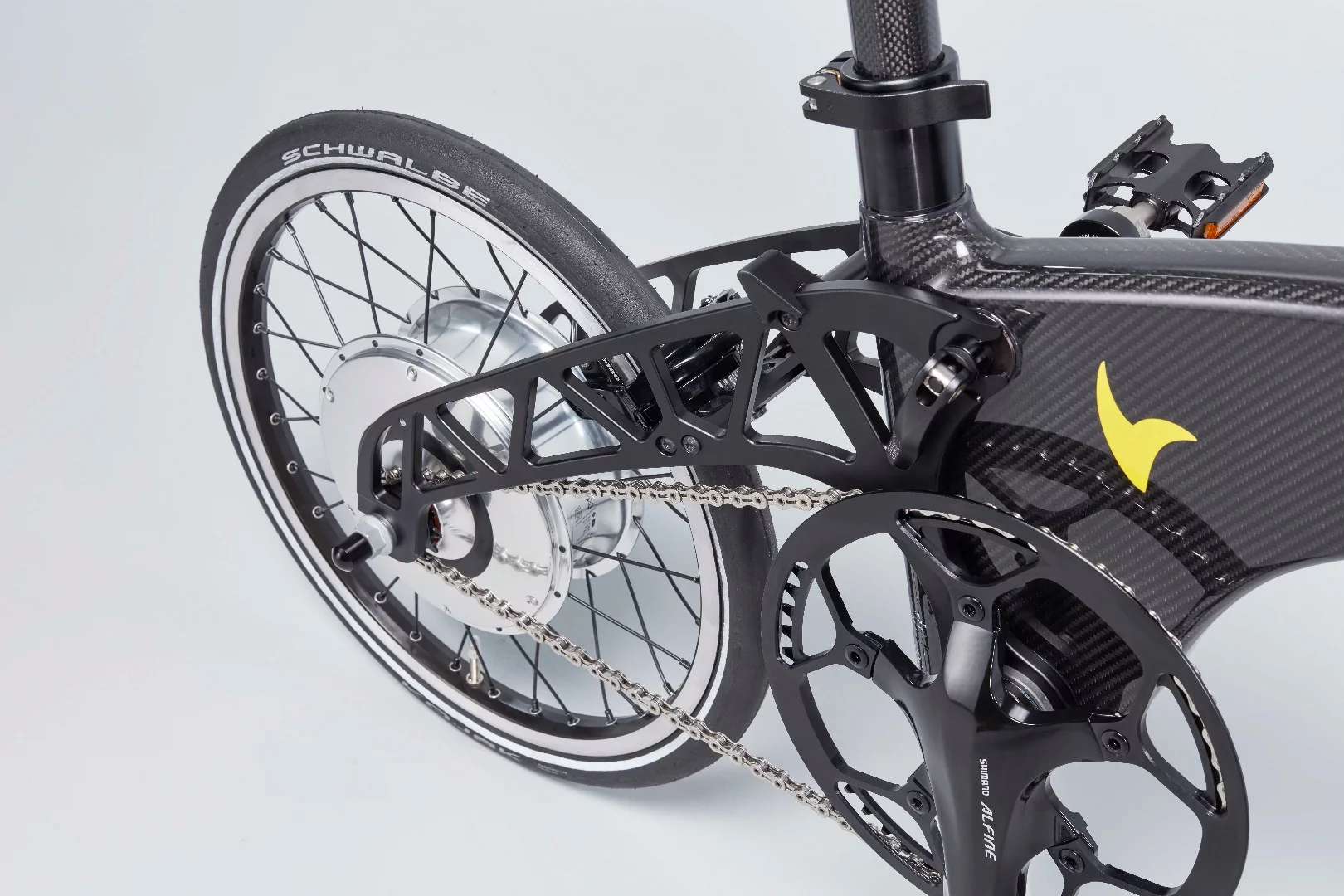 A look at the rear hub drive on the Prodrive Hummingbird Electric