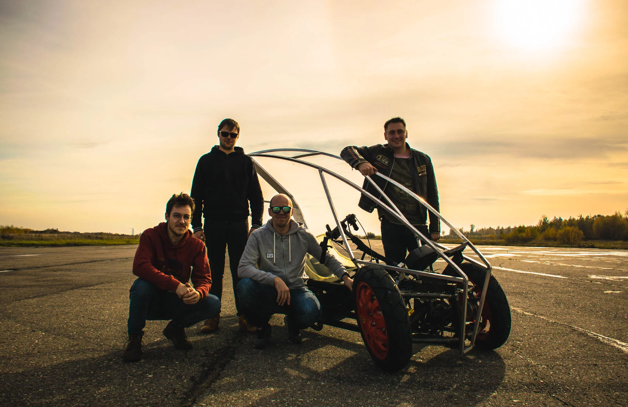 Most of the AKO development team with prototype one