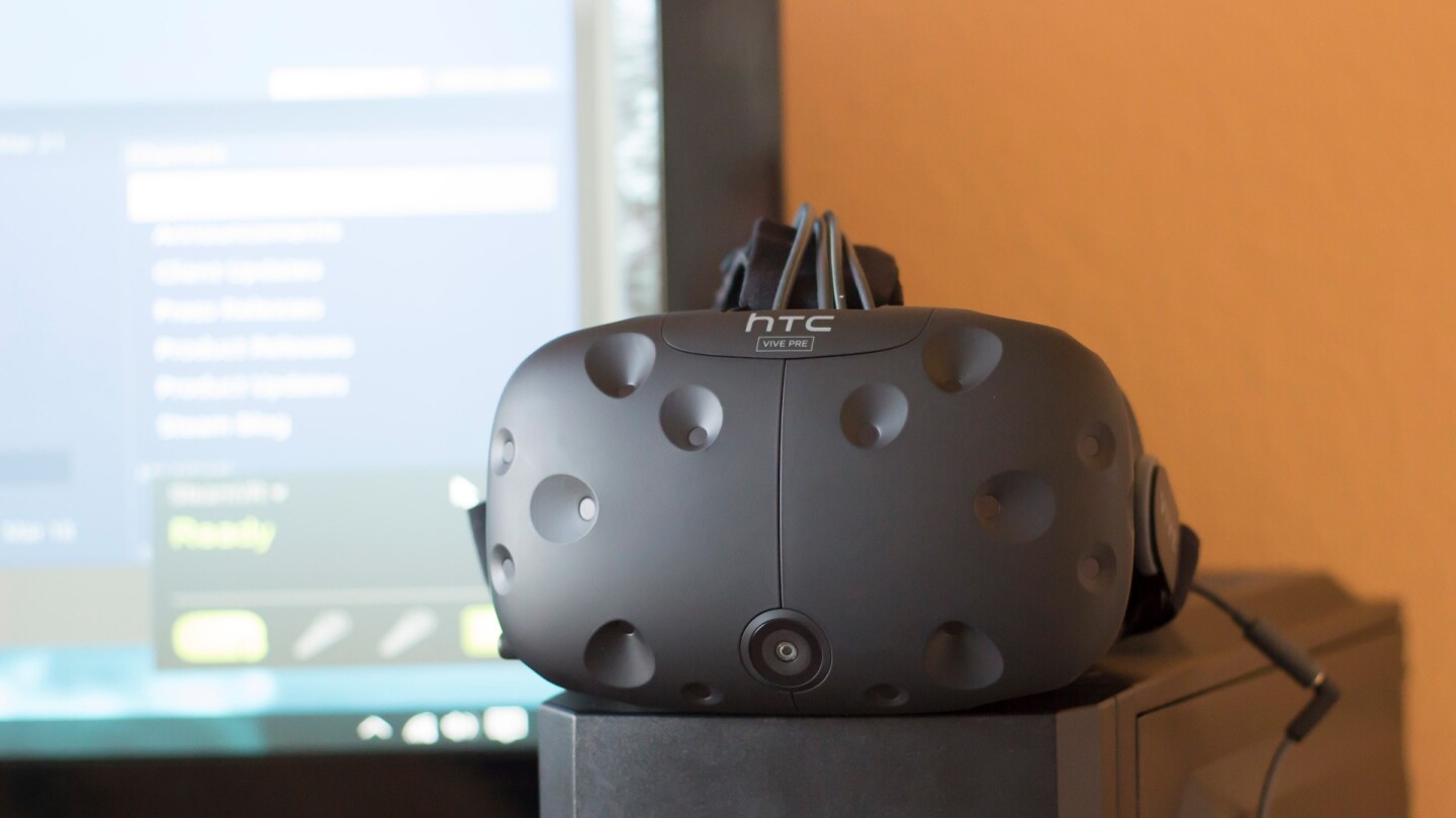 HTC Vive Pre dev kit, with the requisite SteamVR running on its connected PC