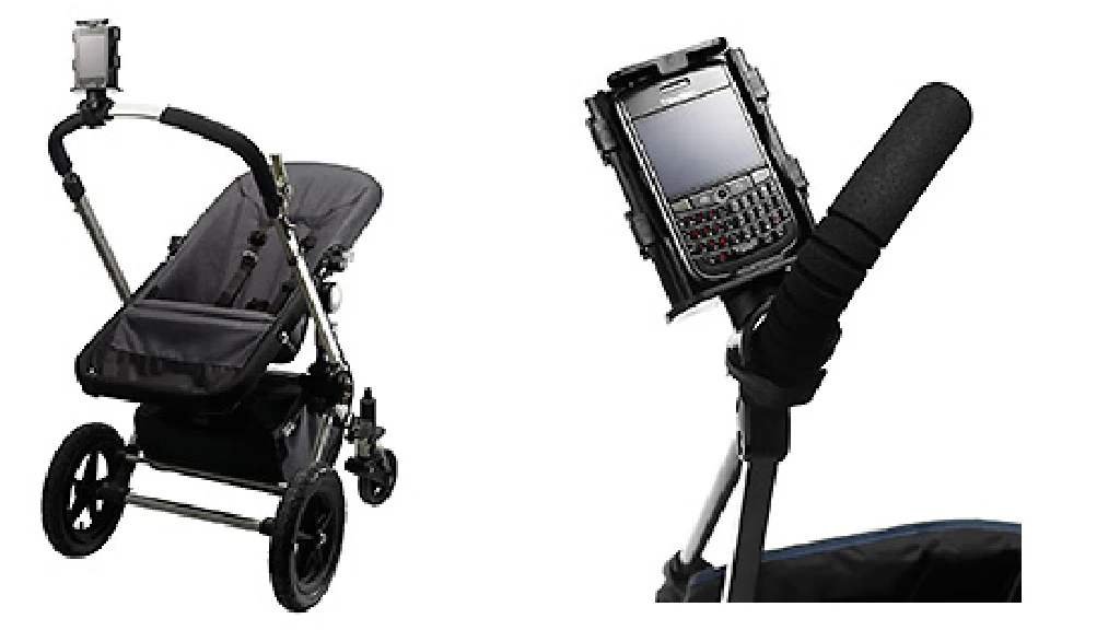 The Texthook attaches to the handle bar of your stroller, shopping trolley or exercise equipment, making it easier to stay in touch electronically