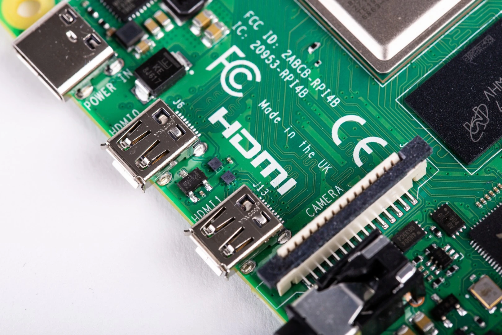 The Pi 4 B comes with two micro-HDMI ports instead of a single full-size port