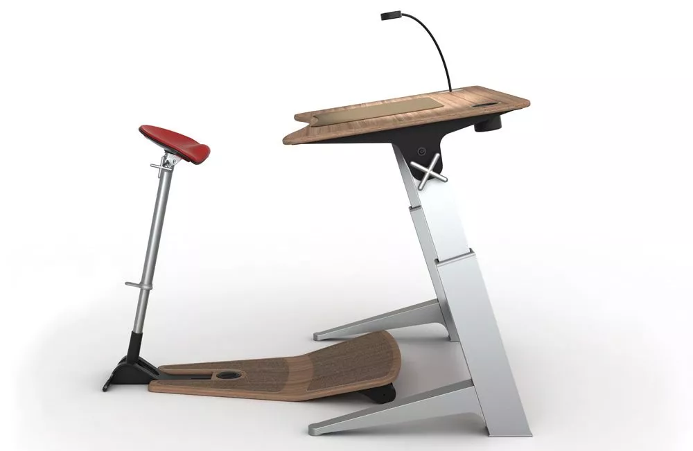 Focal Upright Furniture's Locus work station is designed to minimize the detrimental effects of working in a conventional seated position