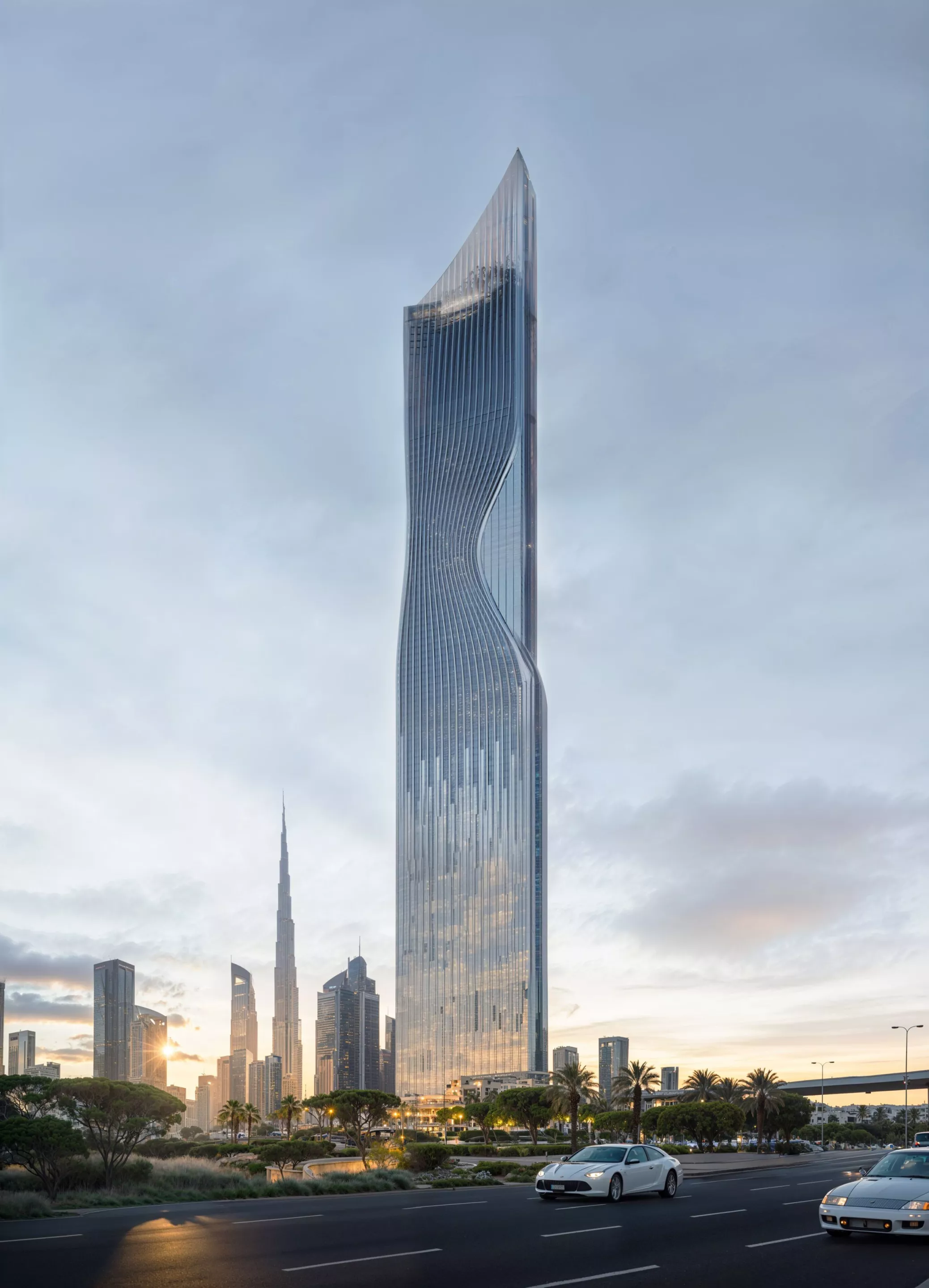 The Tiger Sky Tower will feature a glazed exterior that's enlivened by curving shading louvers