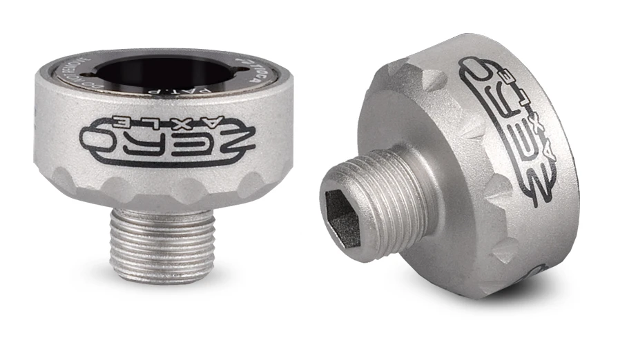 The bolt assembly of Tioga's ZEROaxle MT-ZERO pedal can be replaced separately from the pedal platform