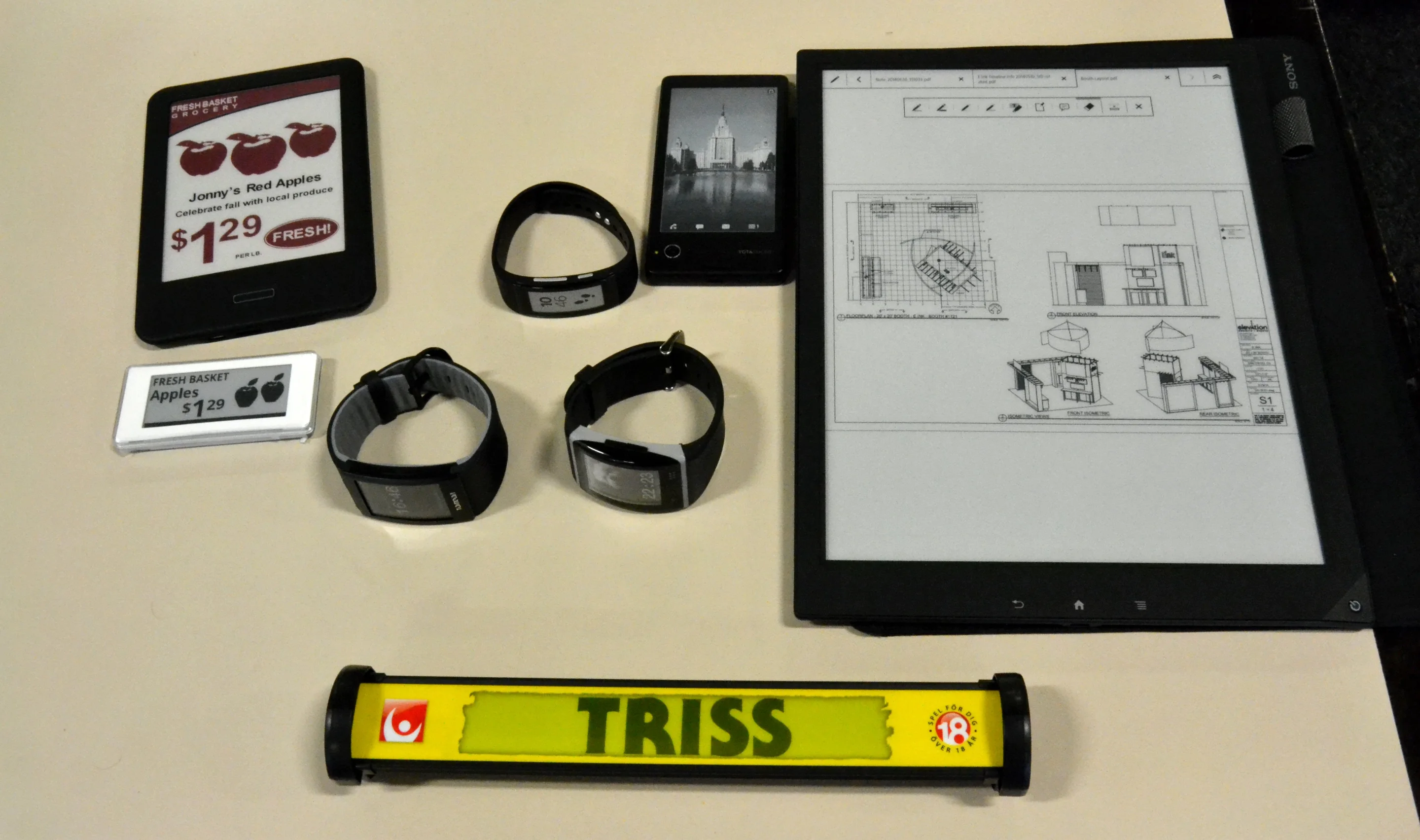 E Ink products past, present and future (Photo: Paul Ridden/Gizmag)