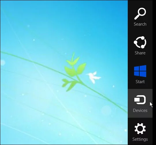 The Charms bar in Windows 8