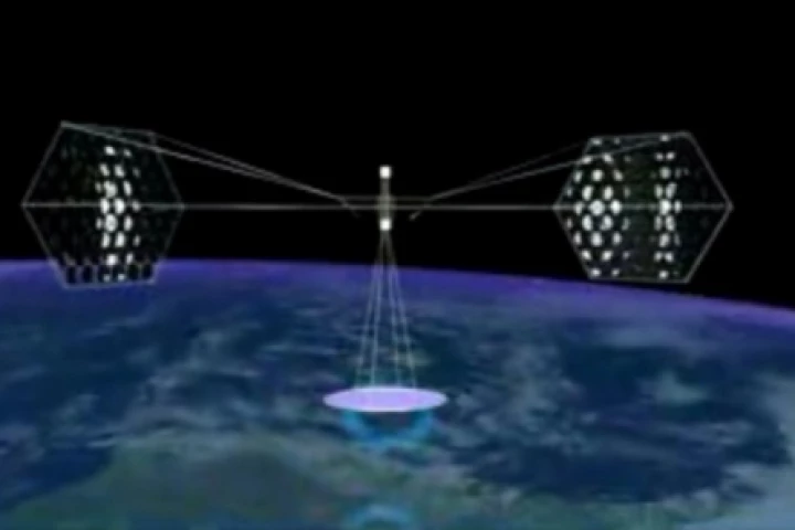 Artists visualization of a solar satellite (Image: Space Energy via Mafic Studios)