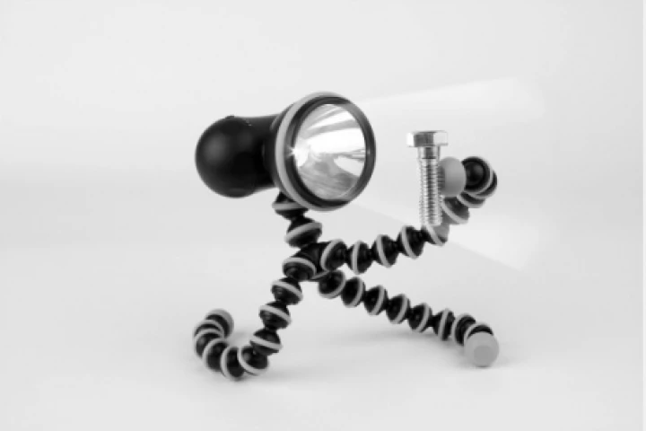 The Joby Gorillatorch features flexible legs and magnetic feet