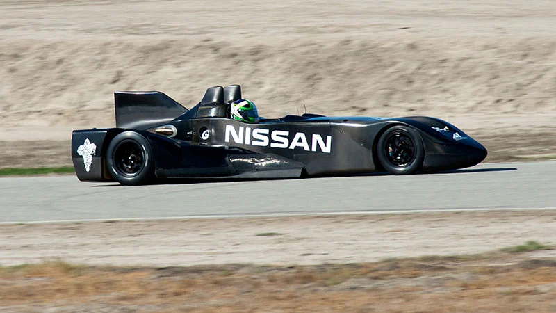 The Nissan Deltawing experimental race car in testing