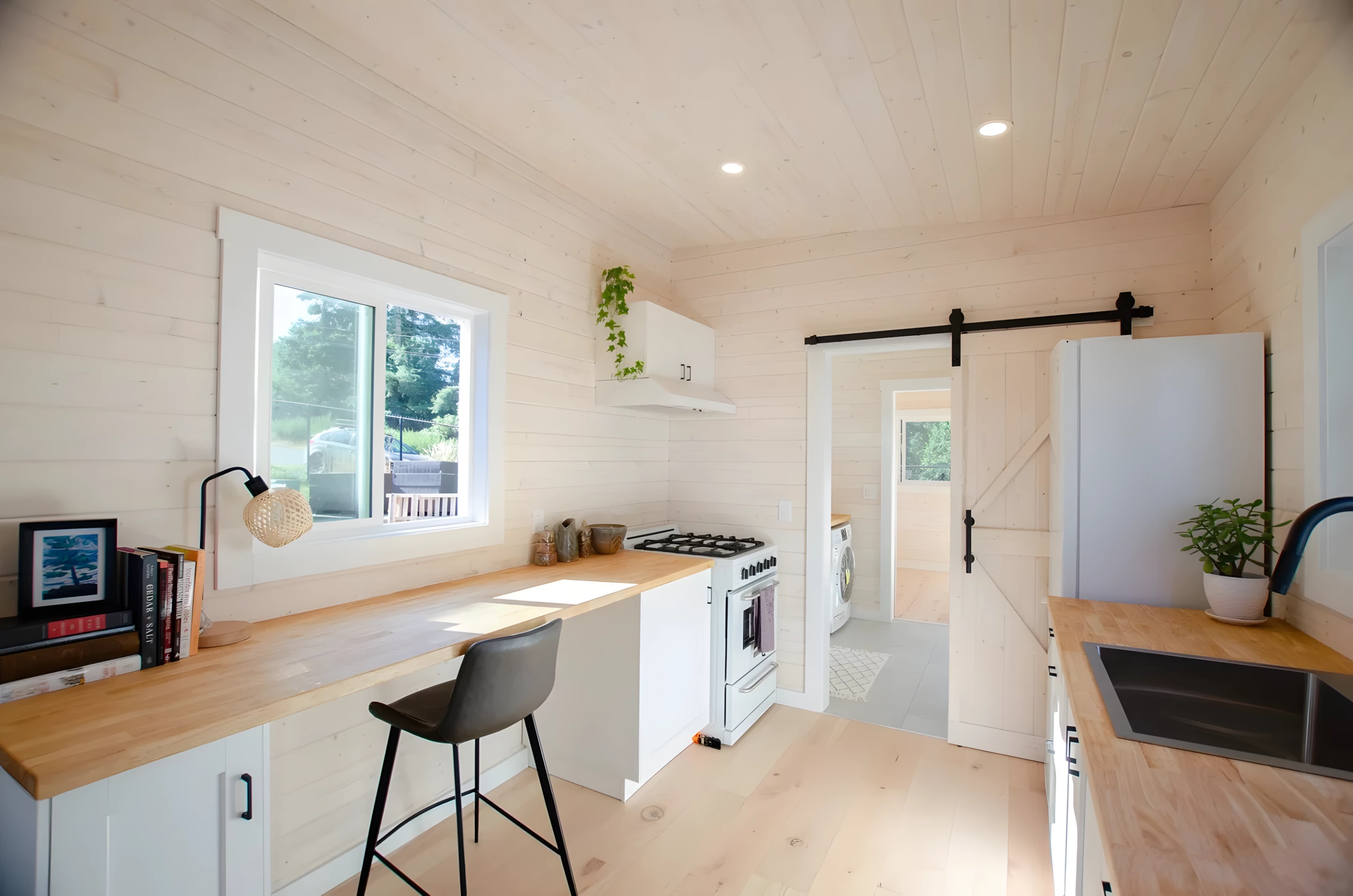 The Barred Owl includes a dining area for two that doubles as a home office