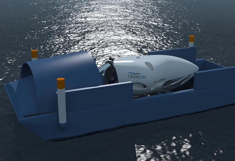 The Cyclops aboard its launch/recovery vessel