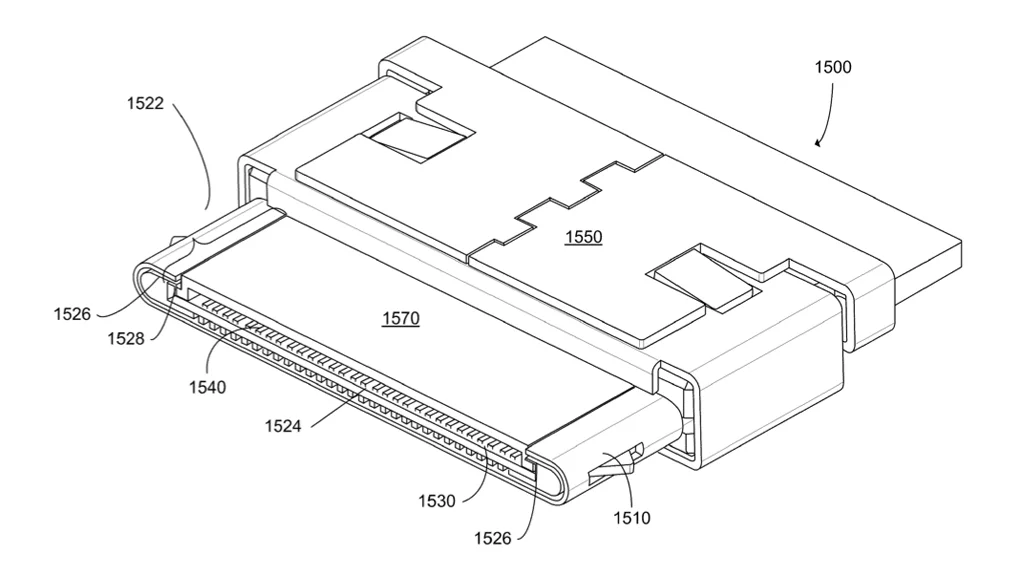Illustration from the patent application for Apple's new USB 3.0 and DisplayPort/Thunderbolt iOS connector