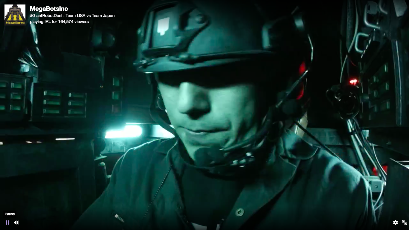 Inside the cockpit during the first international giant robot duel