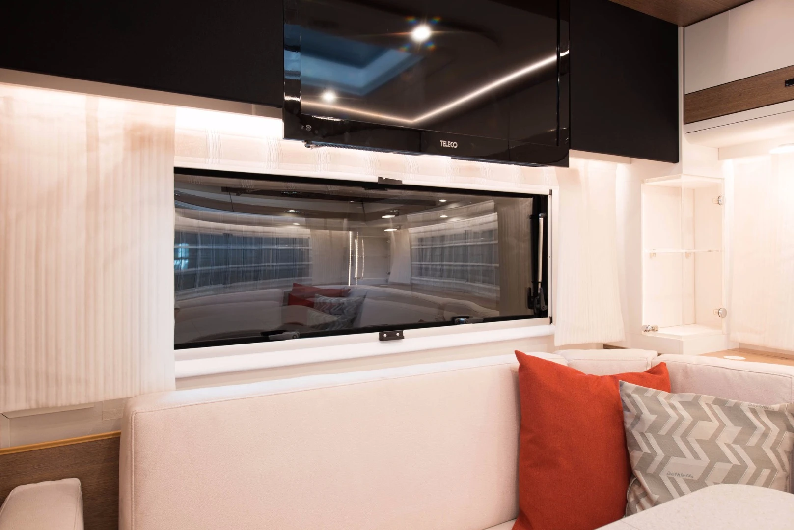 The windows feature a special film between the panes for darkening
