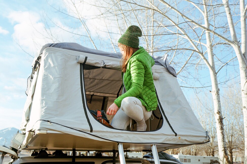 The Le Tente folds out into a two-person fabric tent
