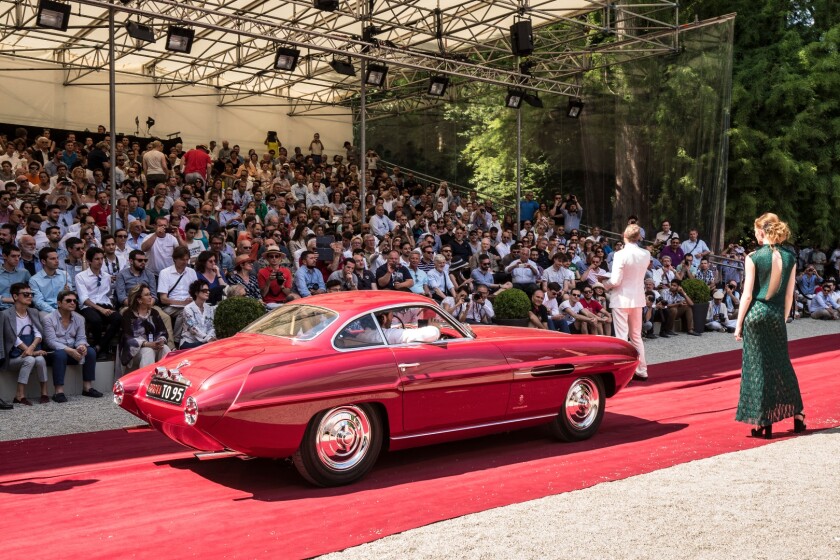 Ghia's gorgeous "supersonic" design was first shown at the 1954 Turin Motor Show and was eventiually used in limited quantities on Fiat, Jaguar and Aston Martin cars. This 1953 8V Supersonic owned by Lennard Schouwenburg of the Netherlands is one of 114 Fiats built with the futuristic design.