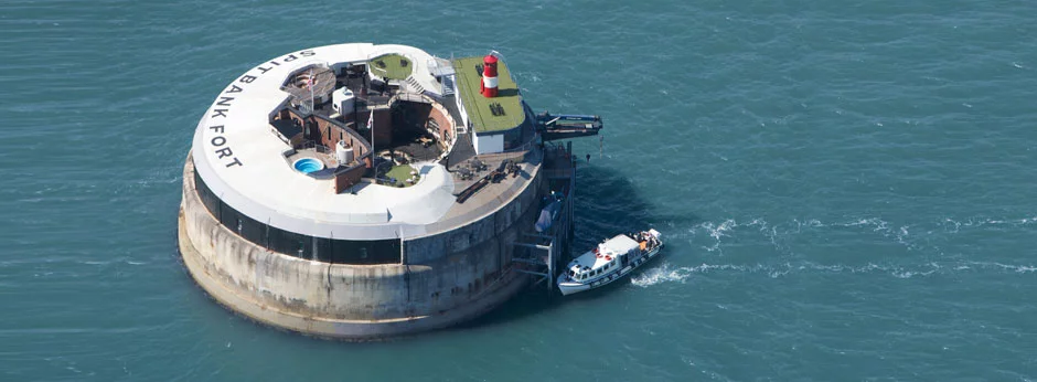 Located one mile out to sea from Portsmouth Harbor, UK, the 134 year old Spitbank Fort has been transformed into a luxury hotel