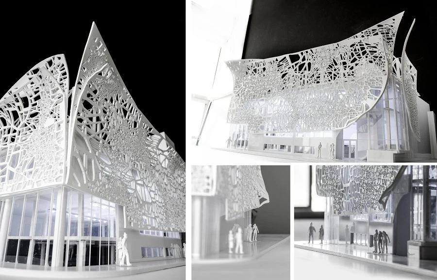 An accompanying mobile app will be able to recognize various patterns within the façade