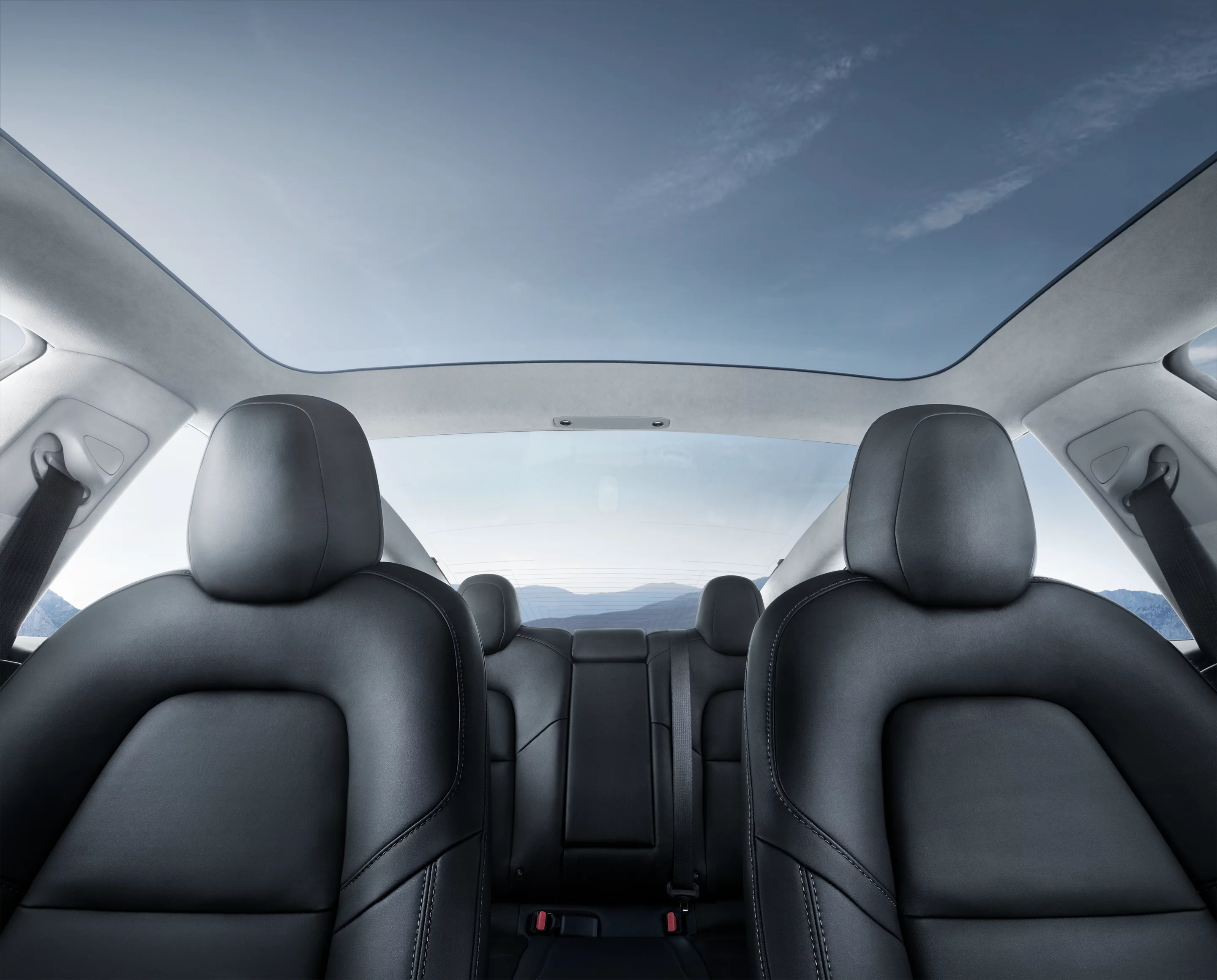 The roof on the Model 3 is a panoramic glass unit