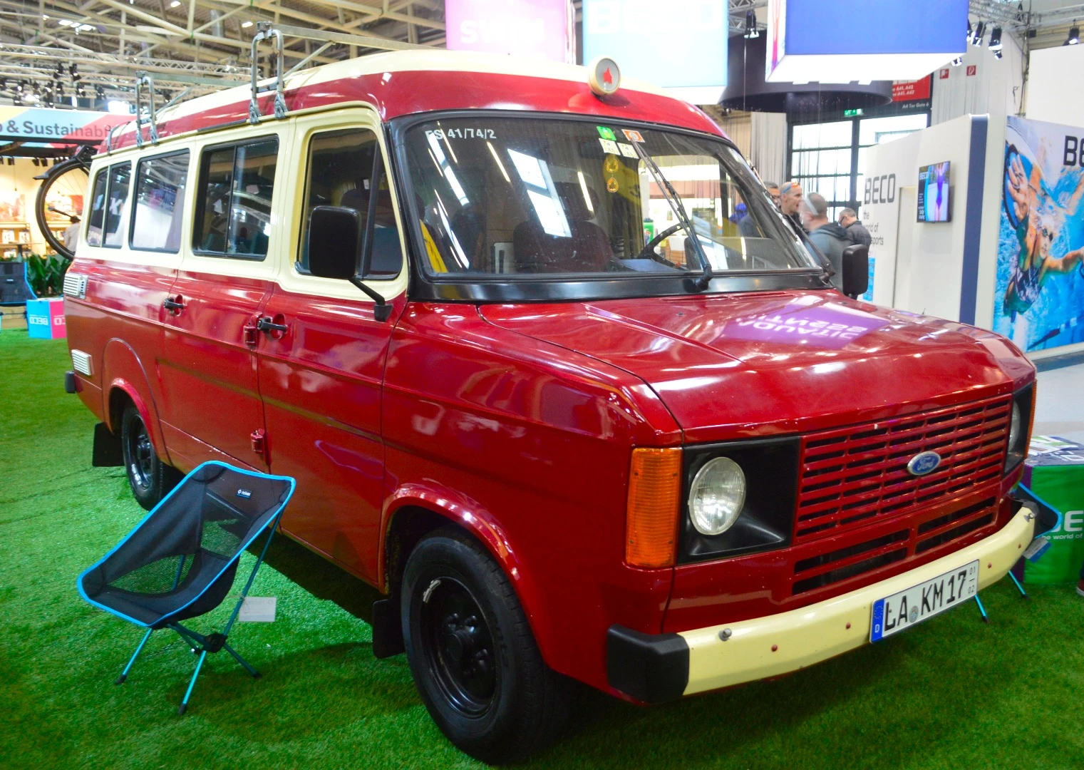 This van was unmanned and unlabeled, but a photo comparison suggests it's a Ford Transit MK II. Its lines are a little extra-rugged and truck-like versus the modern vans we're used to, giving it the look of a van that's ready to take on adventures of all types