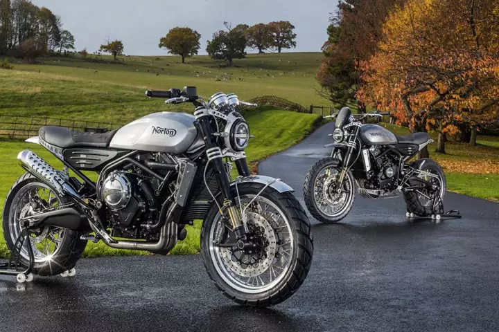 Norton's new 650cc Atlas bikes, the Nomad in front and the Ranger behind