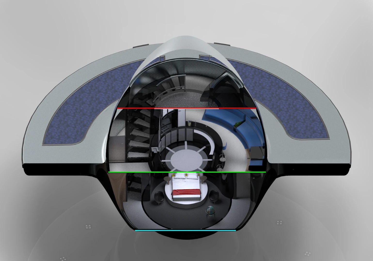 The design for the UFO 2.0 now calls for three floors, one of which is submerged