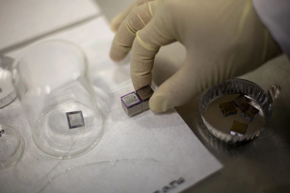 Two microthrusters being prepared for testing (Photo: MIT)