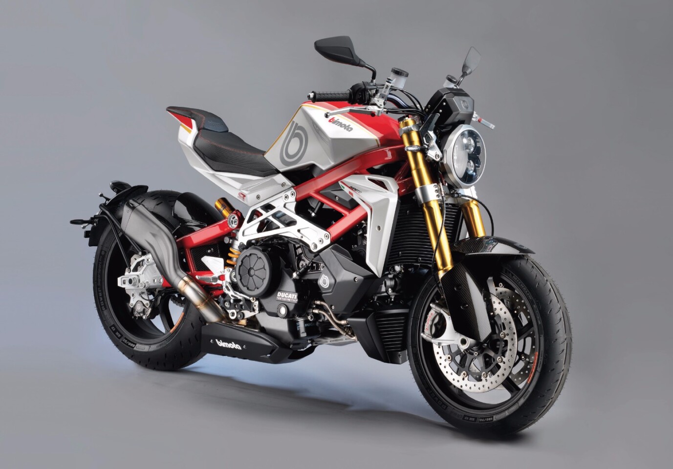 This is the Bimota version of the XDiavel, or at least a complete rethink using just the Testastretta 11-degree motor from the XDiavel to create the Bimota Impeto. Even though Bimota has created an entirely new frame for the Impeto, the frame members still make up a major part of the motorcycle's visually arresting look. For those who like the look, the Bimota Impeto can be ordered with or without a supercharger, giving it 190+ hp if you so desire.