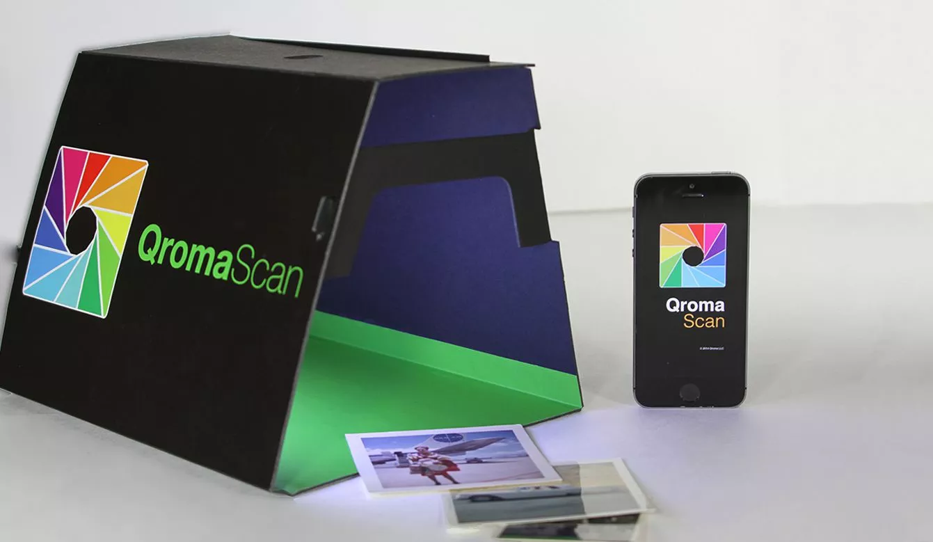 The QromaScan Lightbox and app mean you can quickly scan and tag photos with an iPhone and your voice
