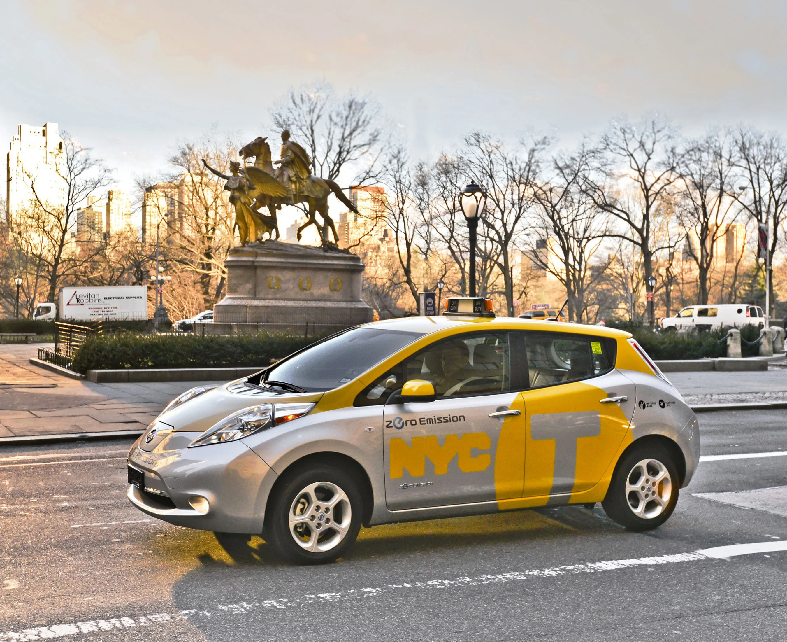 One of six new Nissan LEAF taxis that will be serving New York City
