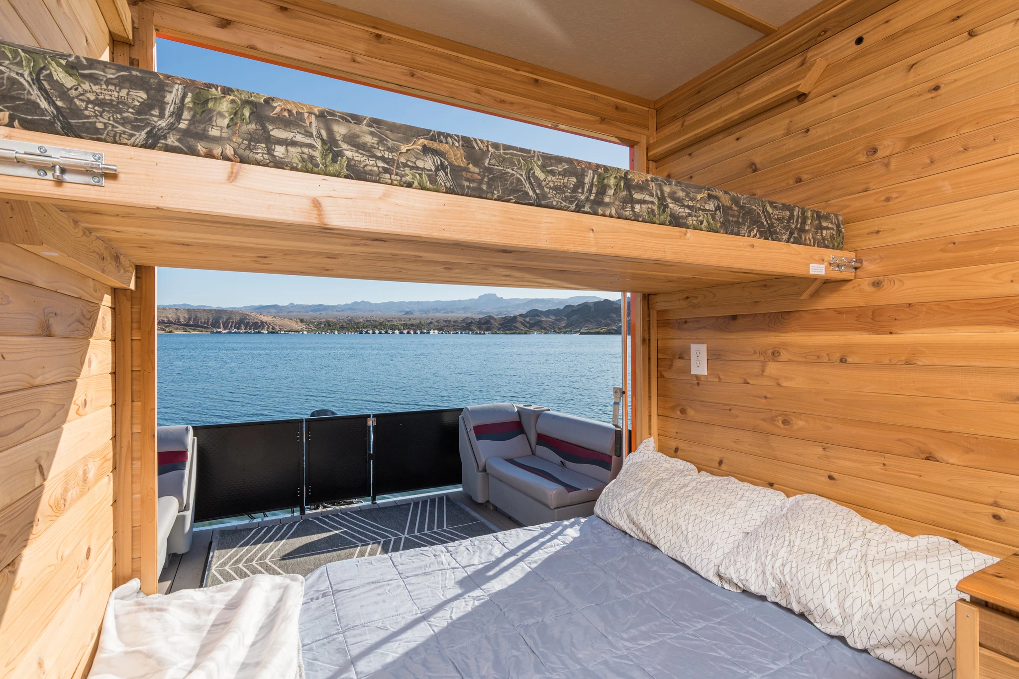 The Heidi-Ho's living/dining area can be turned into a sleeping area