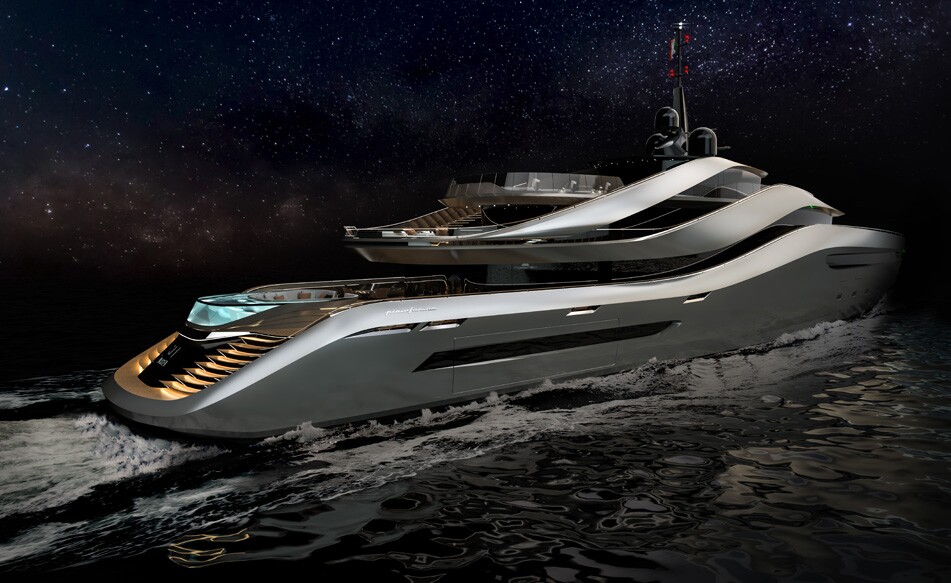 The Aura will reportedly have the largest "beach club" area of any yacht of its size
