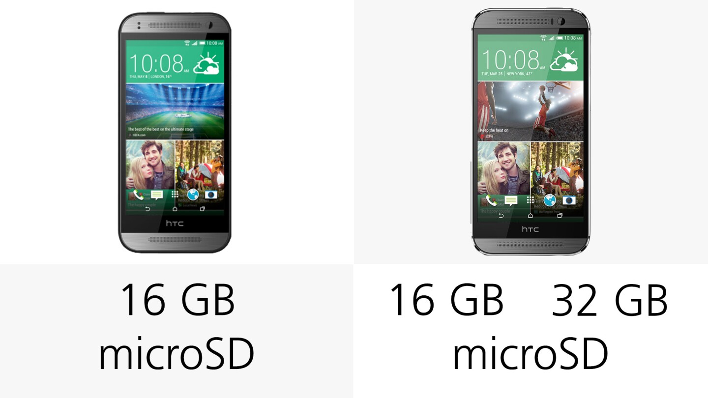 The One M8 is sold in a 32 GB model that the One M8 won't be available with