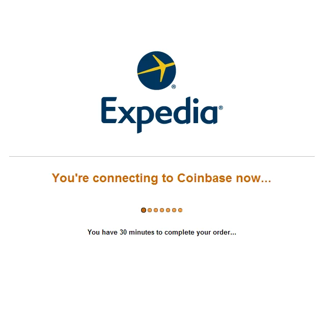 Expedia site processing bitcoin option