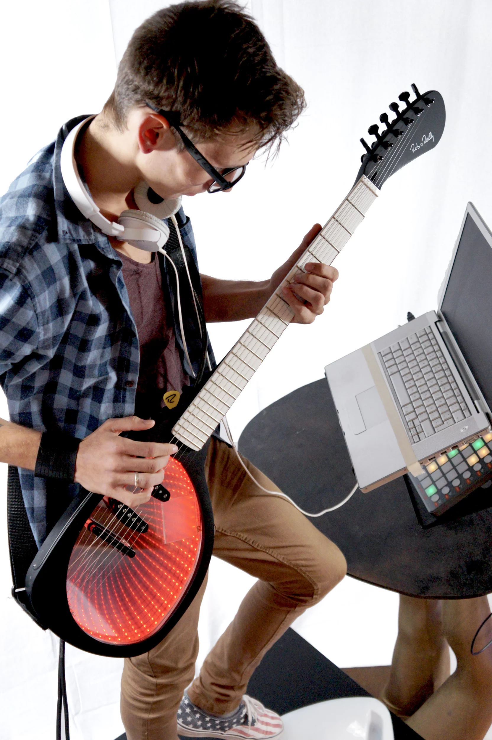 The electronics get power via the USB cable plugged into a computer or laptop running favored music creation or recording software