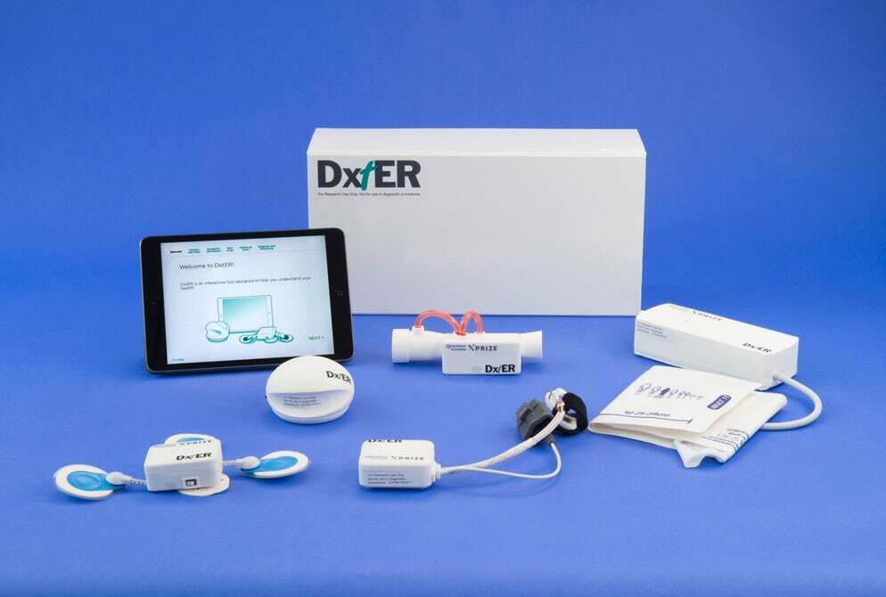 DxTer uses a set of non-invasive sensors to check vital signs, body chemistry and biological functions