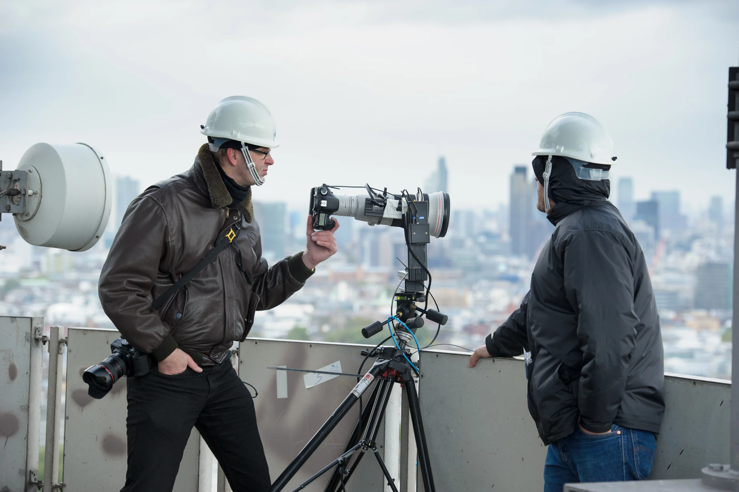 Photographers Jeffrey Martin, Tom Mills, and Holger Schulze spent three days on the 29th floor of the BT Tower to capture the photos, occasionally enduring strong winds and sub-freezing temperatures