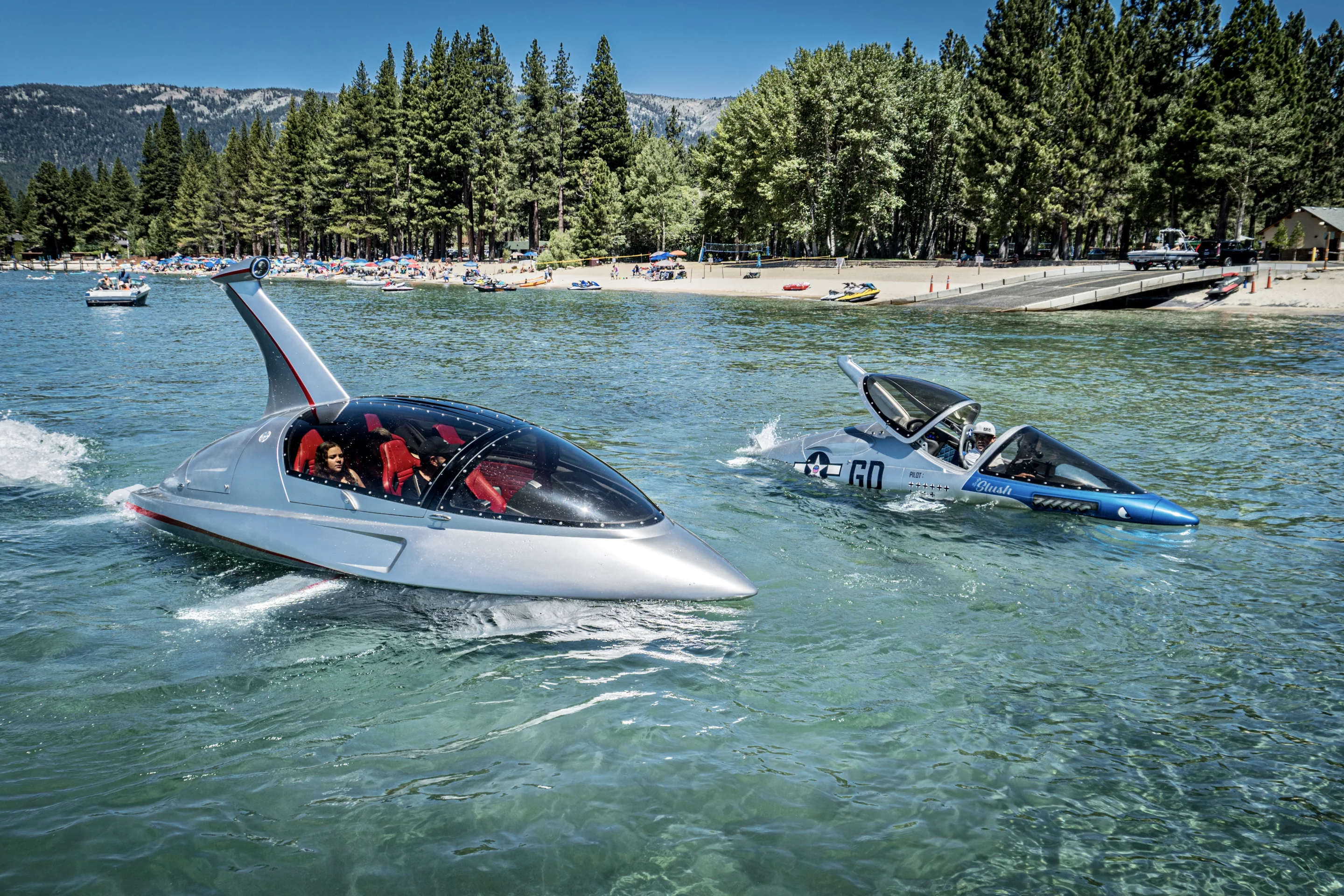 The Jet Shark (left) alongside the smaller Seabreacher