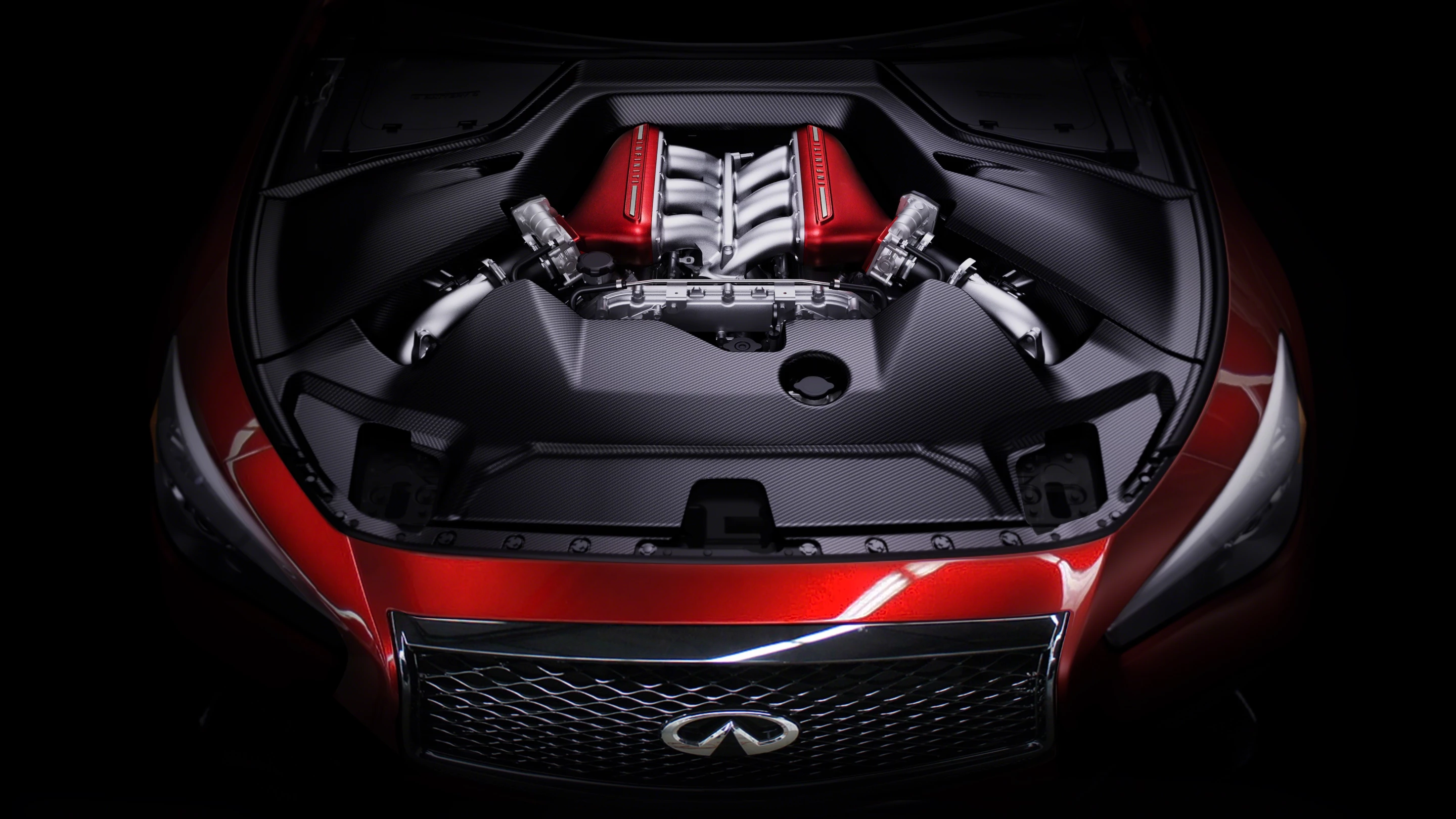 Infiniti's Q50 Eau Rouge high-performance sedan prototype runs the GT-R 568PS (560hp) engine producing a very usable 600Nm (592 lb-ft) that has already embarrassed the world's most expensive sports cars. The proven Eau Rouge engine runs through a full-time AWD system and seven-speed transmission.