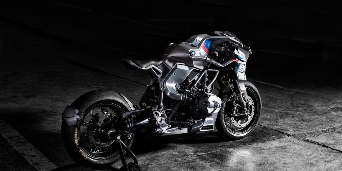 Much of the lower half of the bike remains, down to the single-sided shaft drive. The exhaust, though, exits below the right cylinder head