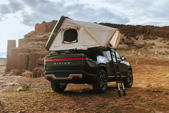 Rivian x iKamper rooftop tent camping