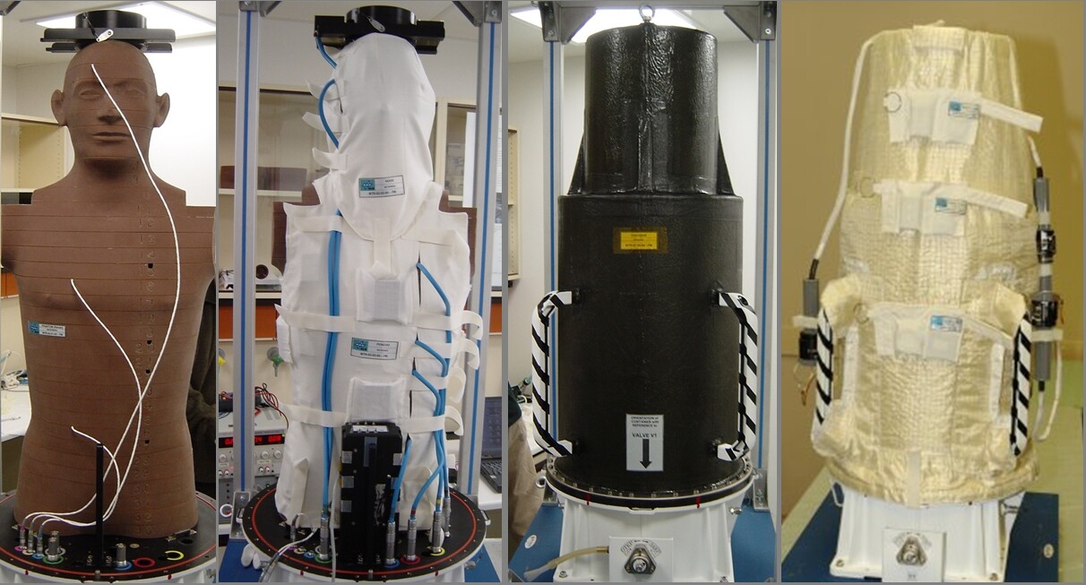 Matroshka covered by a container simulating a spacesuit (Photo: DLR)